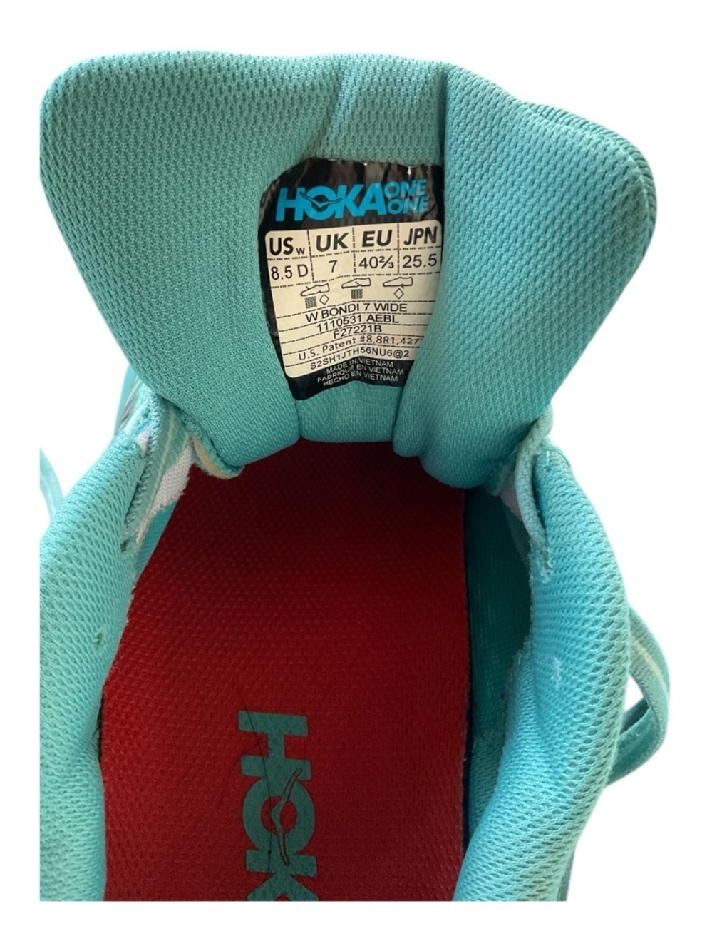 Hoka Bondi 7 Wide Running Shoes Teal Size 8.5D Women - Picture 7 of 7